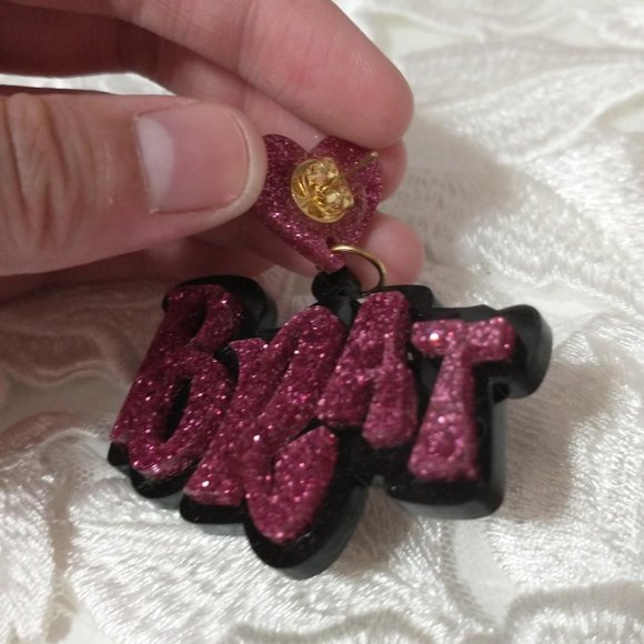 Glitter Acrylic Bratz Dangling Statement Earrings - Picture 4 of 5